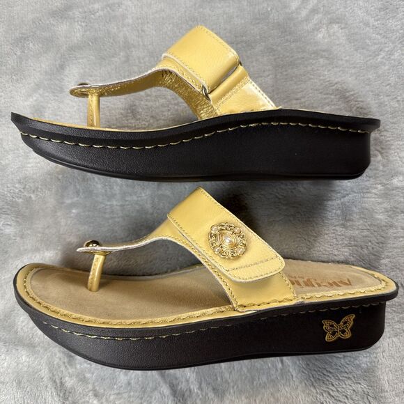 Alegria CARINA Cream Patent Leather Toe Wedge Sandals EU Sz 37 US 7-7.5 CAR-7705 - Picture 5 of 8